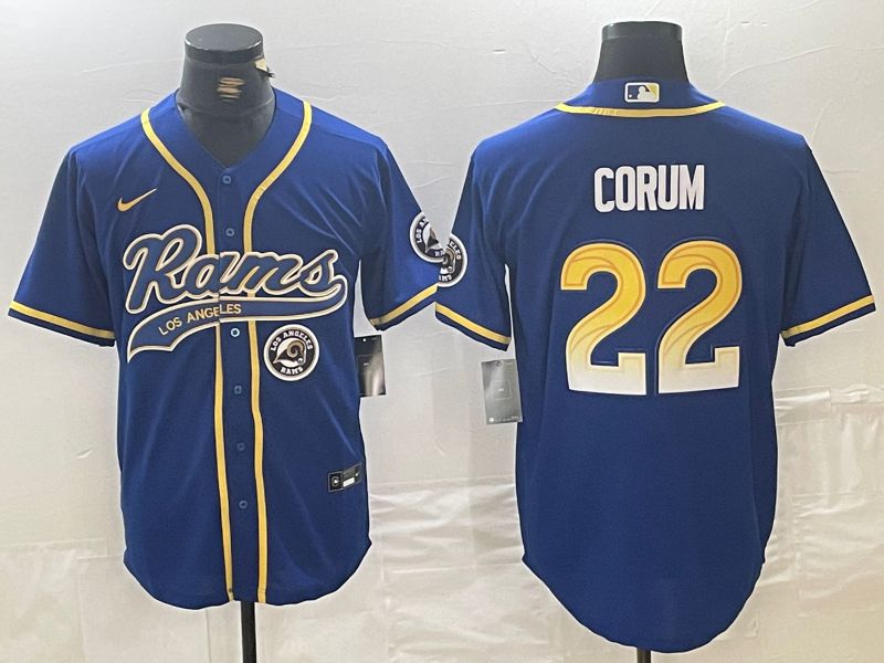 Men Los Angeles Rams #22 Corum Blue Joint Name 2024 Nike Limited NFL Jersey style 3->los angeles rams->NFL Jersey